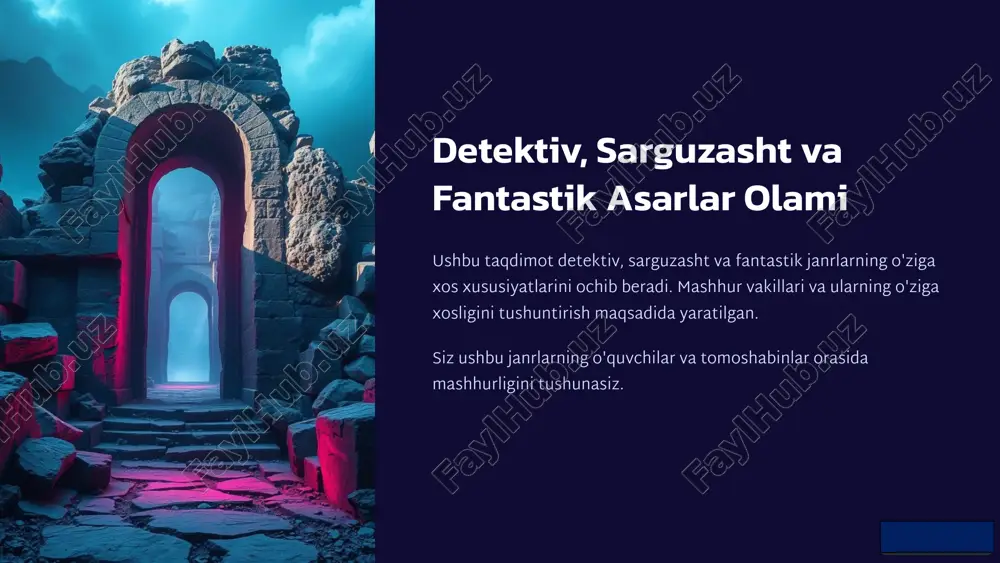 detektiv, sarguzasht va fantastik asarlar olami — PPTX