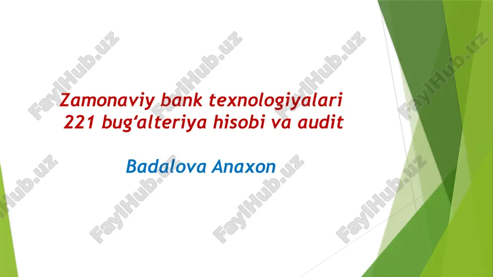 raqamli bank xizmatlari — PPTX