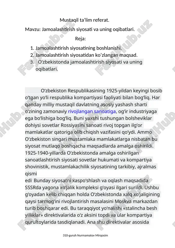 mustaqil ta’lim referat — DOCX