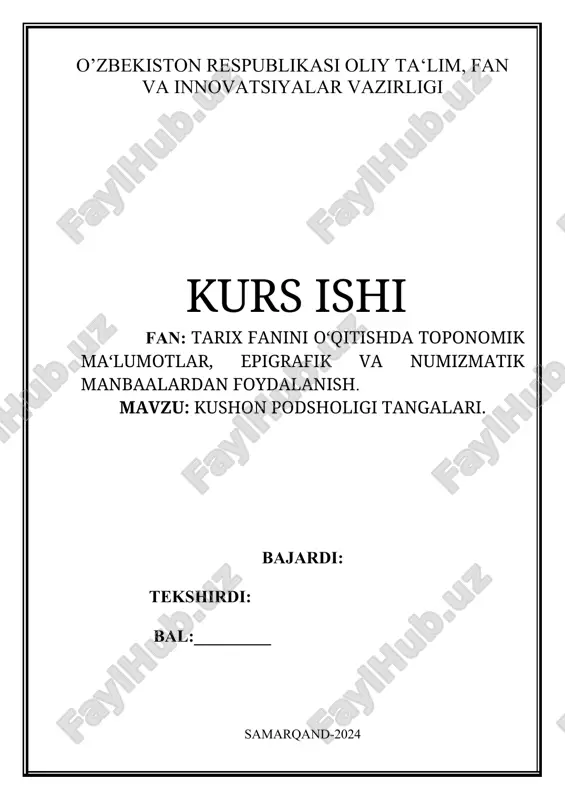 kushon podsholigi tangalari — DOCX