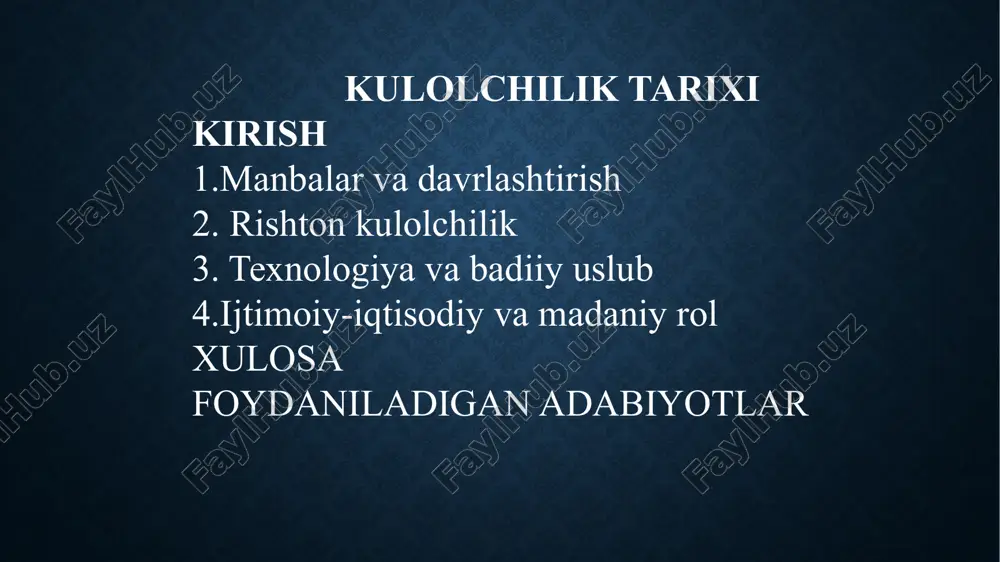 kulolchilik tarixi — PPTX