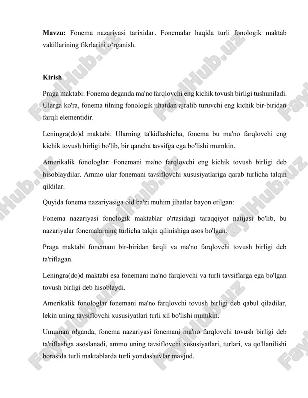 fonema nazariyasi — DOCX