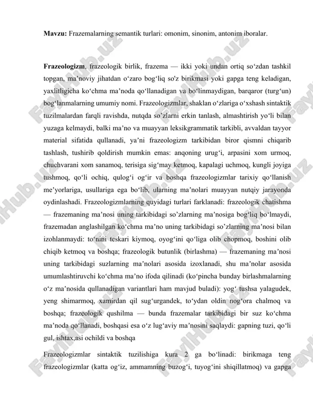 frazemalarning semantik turlari — DOCX