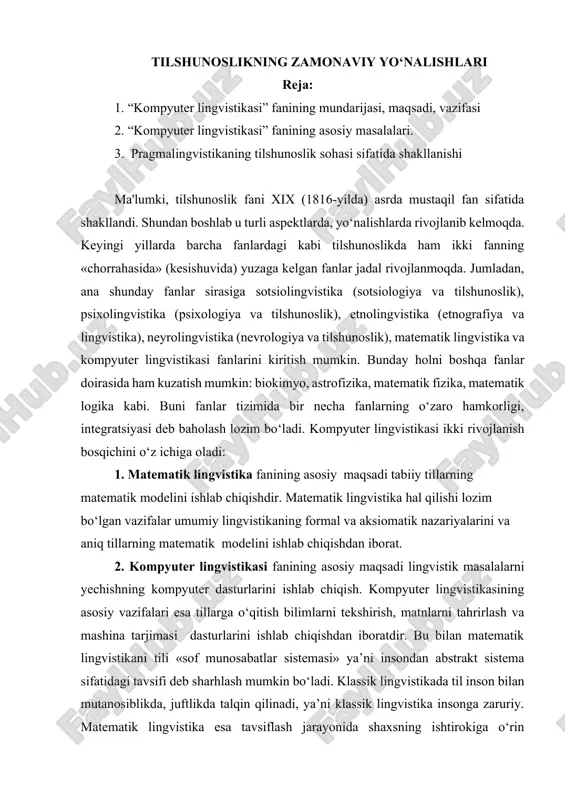 kompyuter lingvistikasi — DOCX