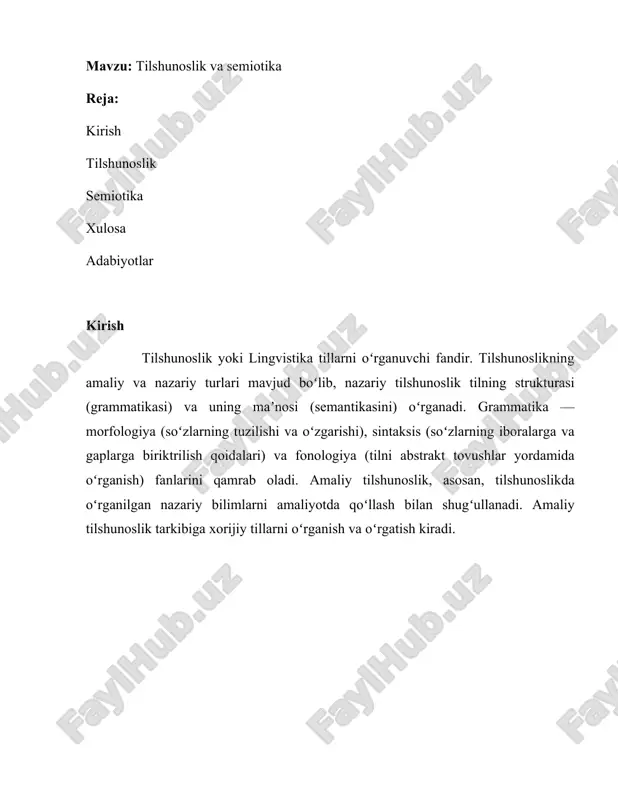 tilshunoslik va semiotika — DOCX