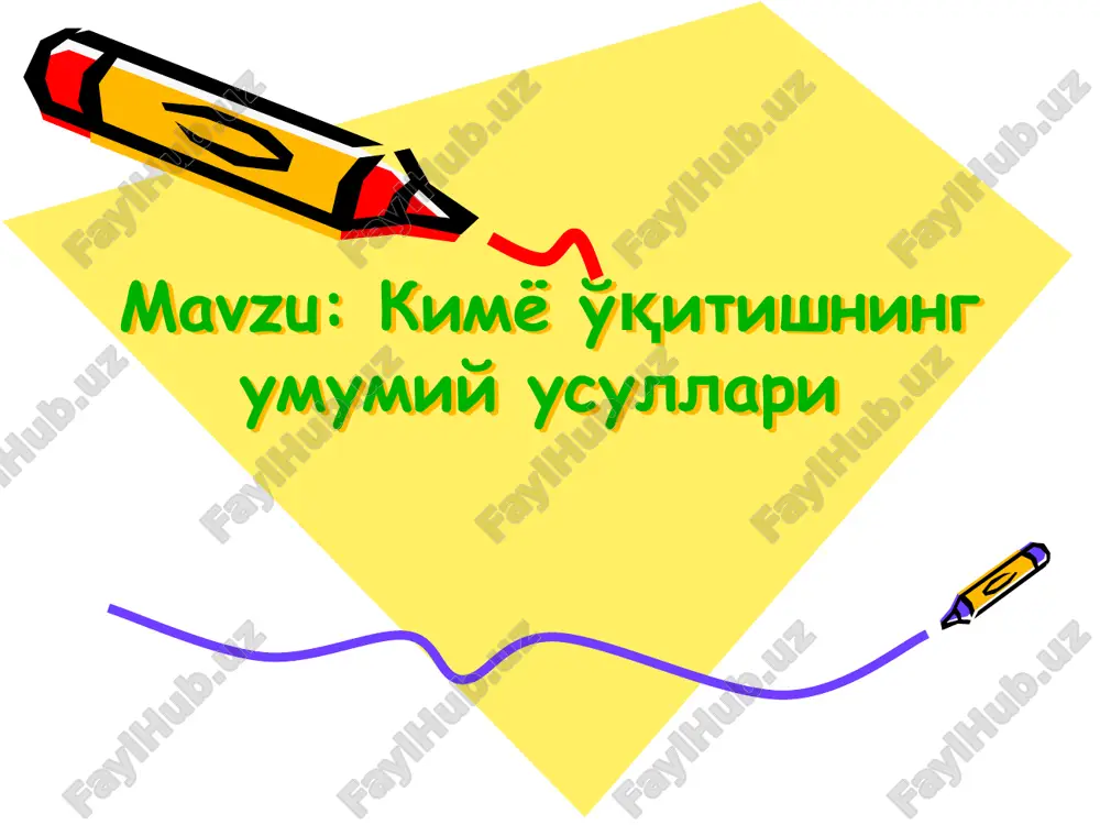 kimyo o'qitishning umumiy usullari — PPTX
