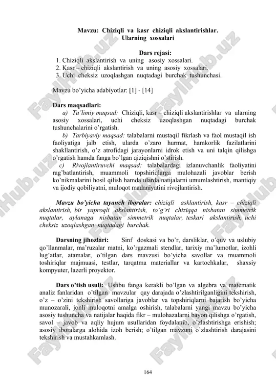 chiziqli va kasr chiziqli akslantirishlar — DOC