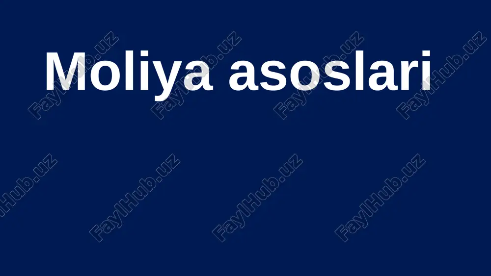 moliya asoslari — PPTX