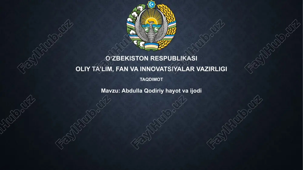 abdulla qodiriy hayot va ijodi — PPTX