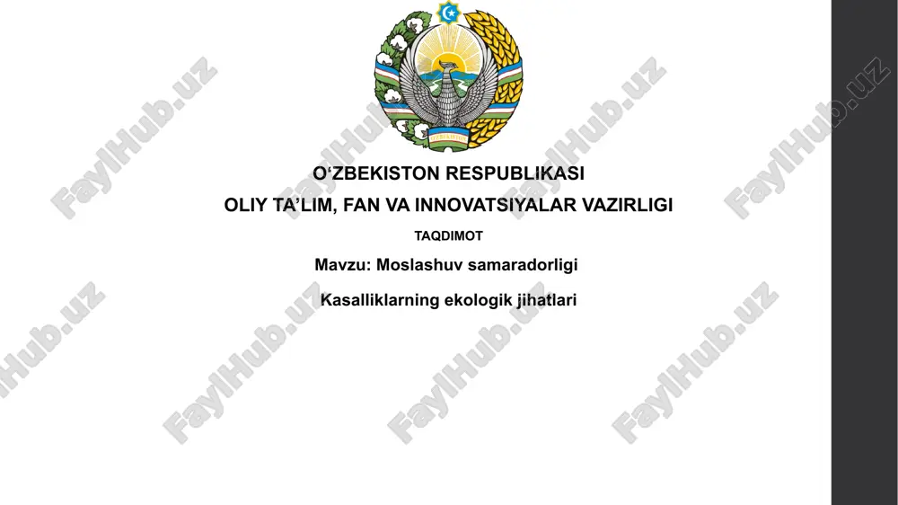 kasalliklarga moslashuv samaradorligi — PPTX