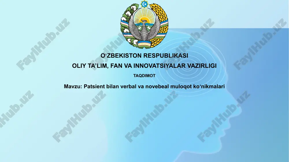 bemorni og'zaki muloqot qilish ko'nikmalari — PPTX