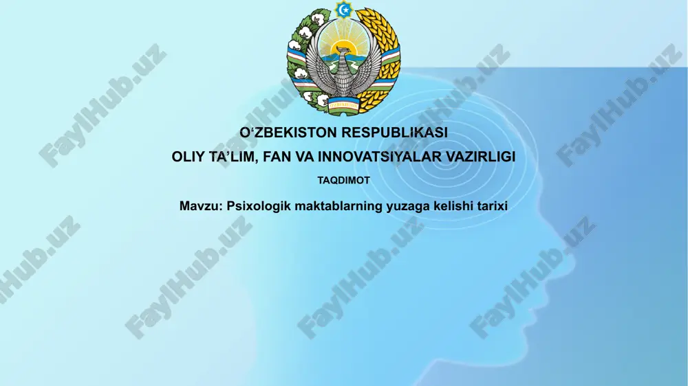 psixologik maktablarning yuzaga kelishi tarixi — PPTX