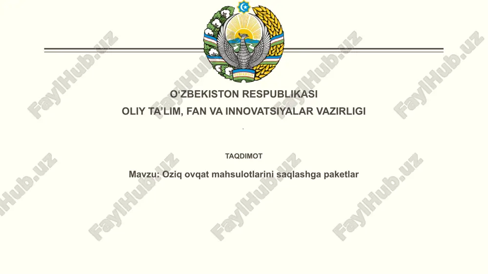oziq-ovqat saqlash paketlari — PPTX