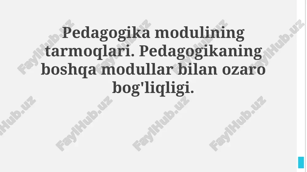 pedagogika modulining tarmoqlari — PPTX
