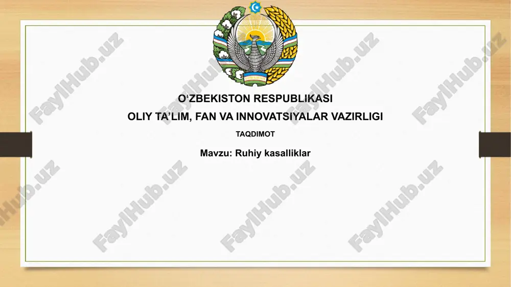 ruhiy kasalliklar — PPTX