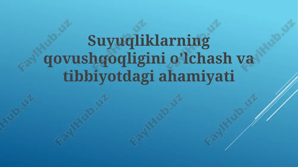 suyuqliklarning qovushqoqligini o'lchashning mahsuloti — PPTX