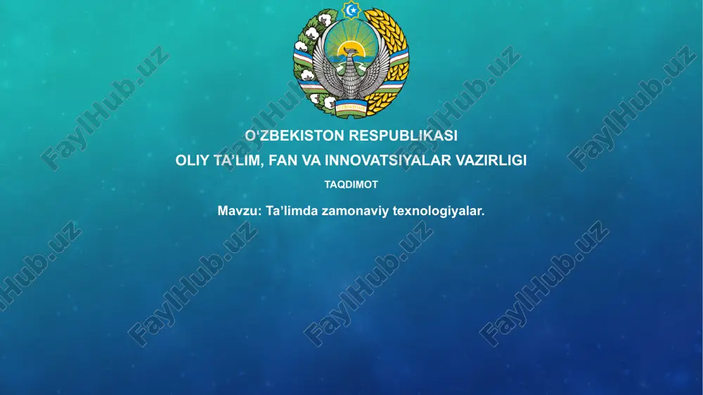 ta'limdagi zamonaviy texnologiyalar — PPTX