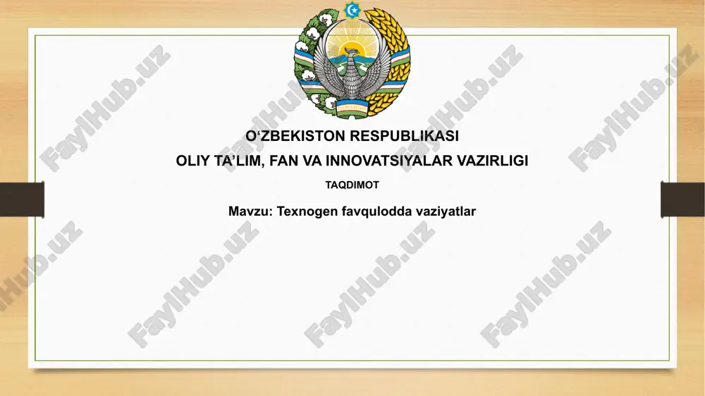 texnogen favqulodda vaziyatlar — PPTX