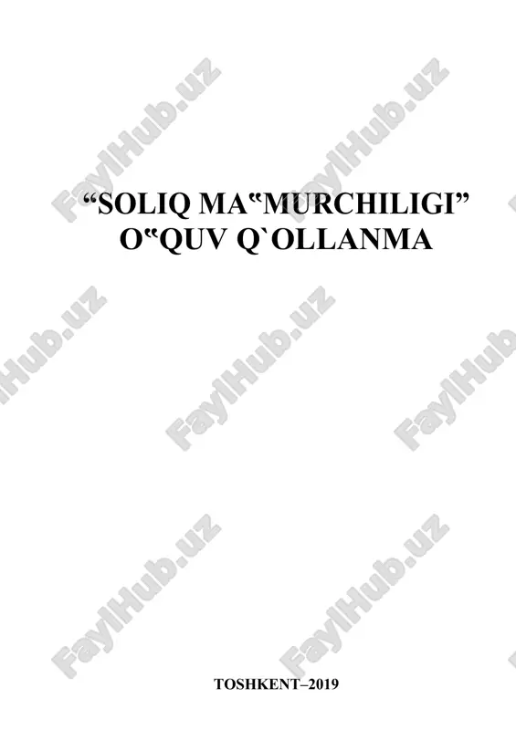 soliq ma‟murchiligi o‟quv q`ollanma — DOCX