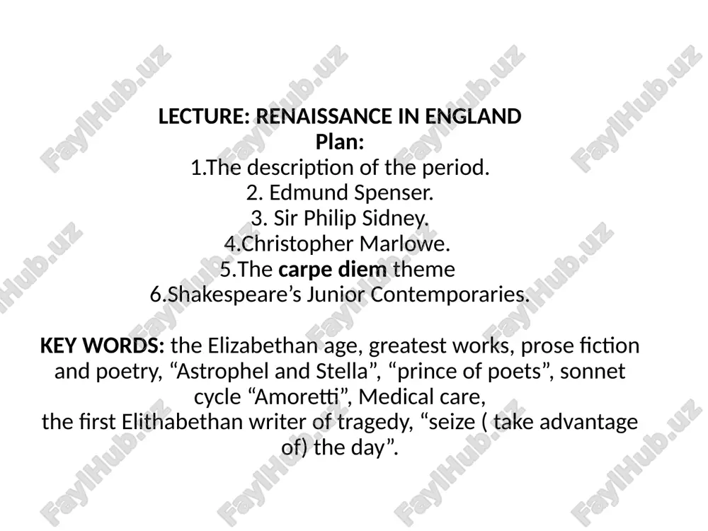 renaissance in england — PPTX
