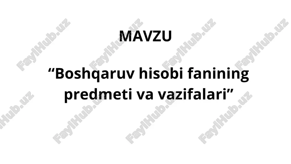 boshqaruv hisobi fani — PPTX
