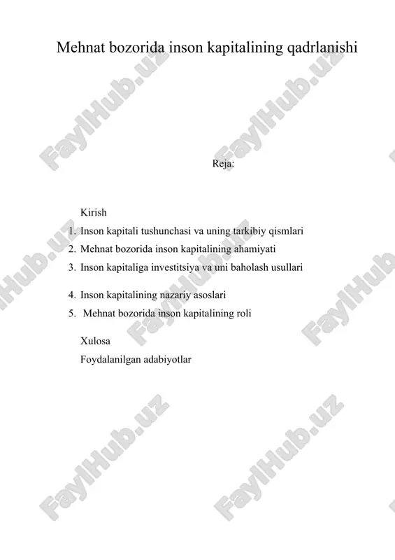 inson kapitali va uning ahamiyati — DOCX