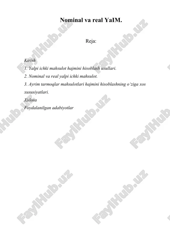nominal va real yaim — DOCX