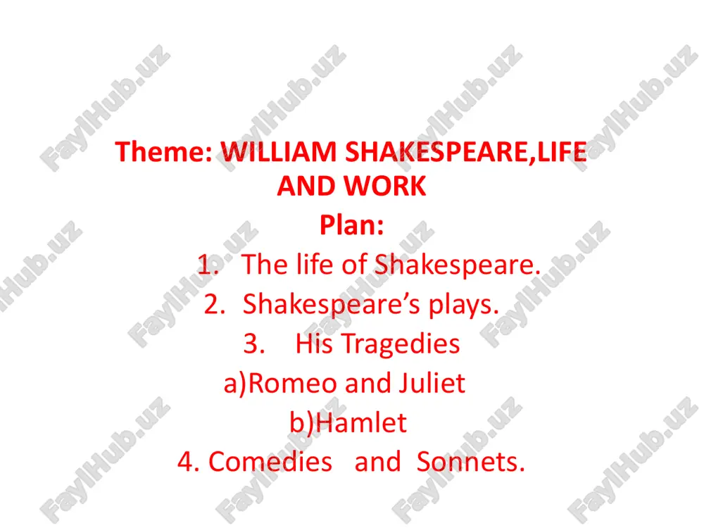 william shakespeare,life and work — PPTX