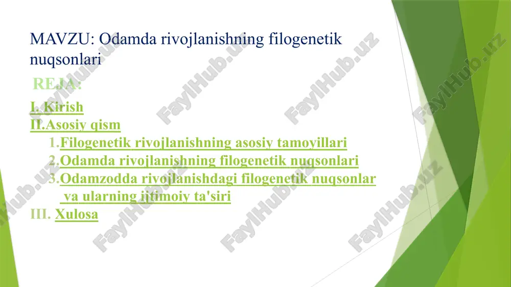 odamdarivojlanishning filogenetik nuqsonlari — PPTX