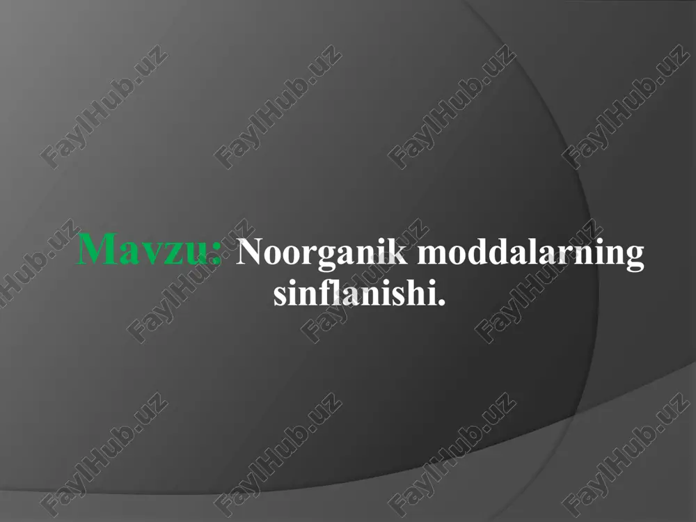 noorganik moddalarning sinflanishi — PPTX