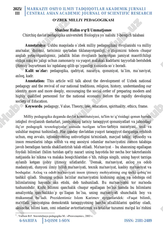 o‘zbek milliy pedagogikasi — PDF