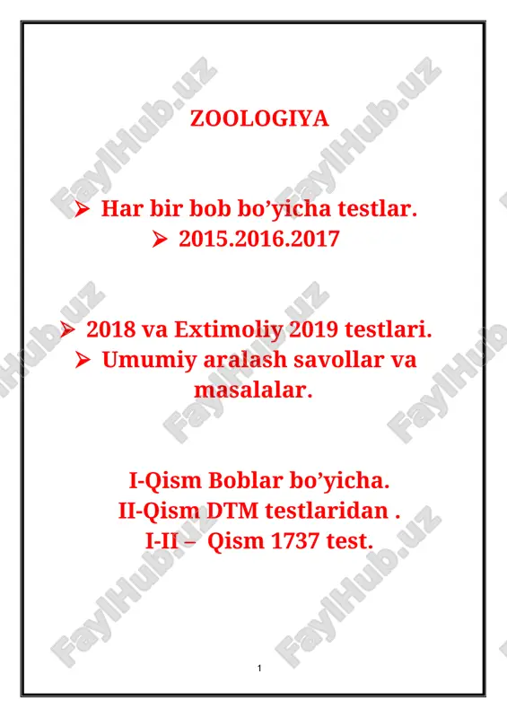 7 zoologiyadan test — DOCX