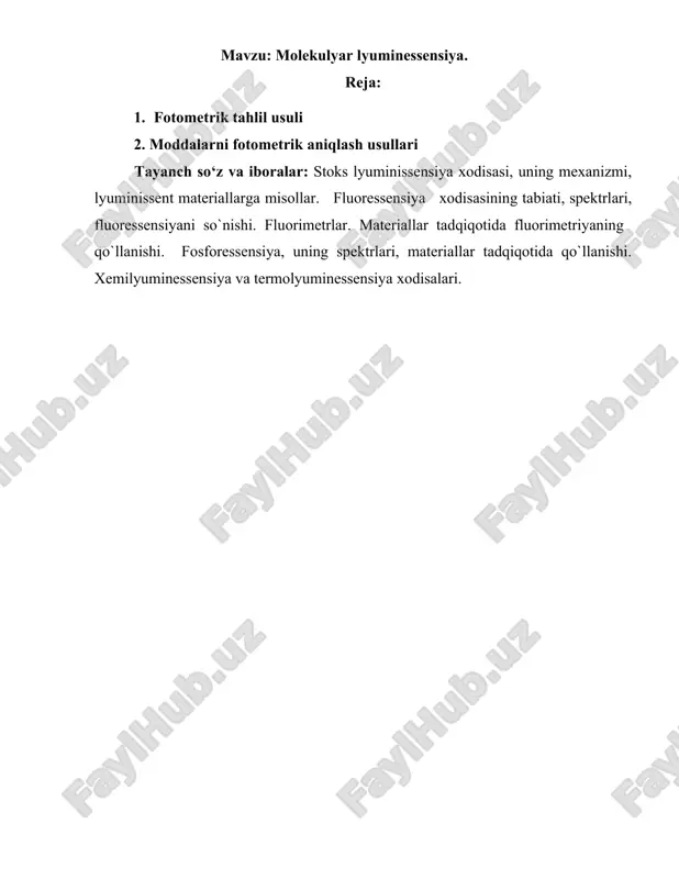 molekulyar lyuminessensiya. — DOCX