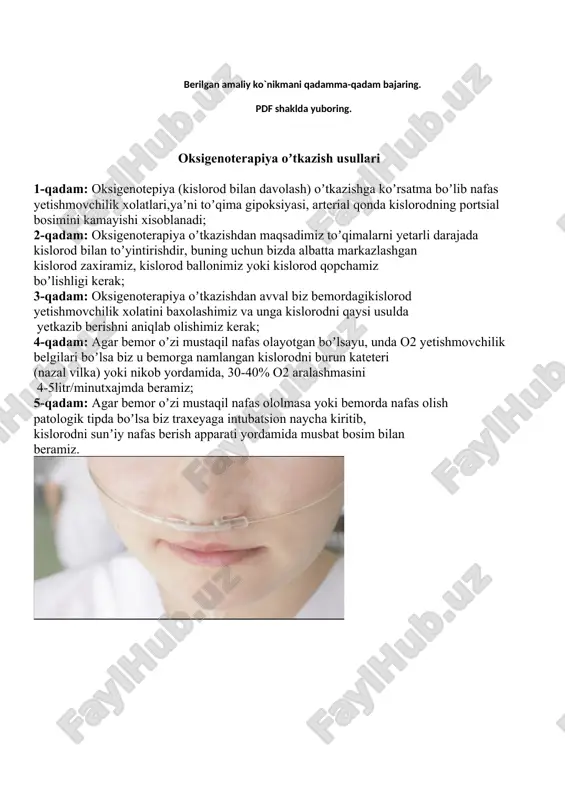 oksigenoterapiya oʼtkazish usullari — DOCX
