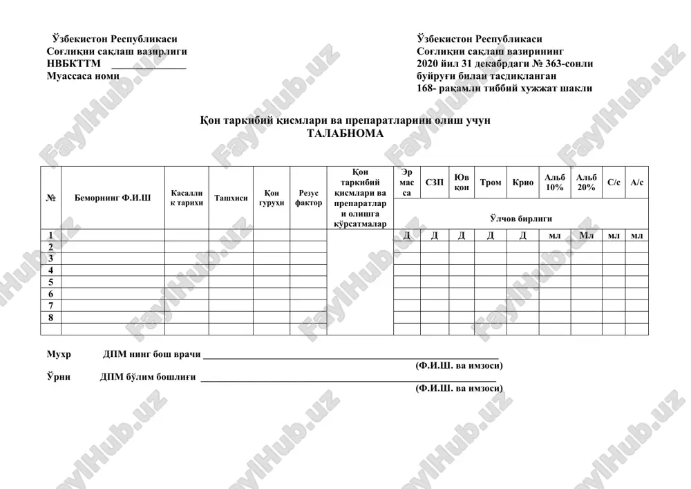 qon tarkibiy qismlari va preparatlari — DOC