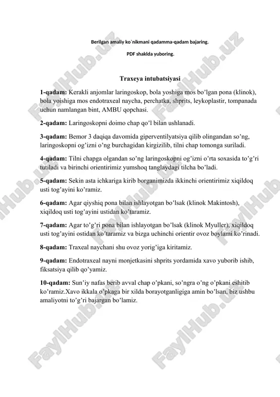 traxeya intubatsiyasi — DOCX