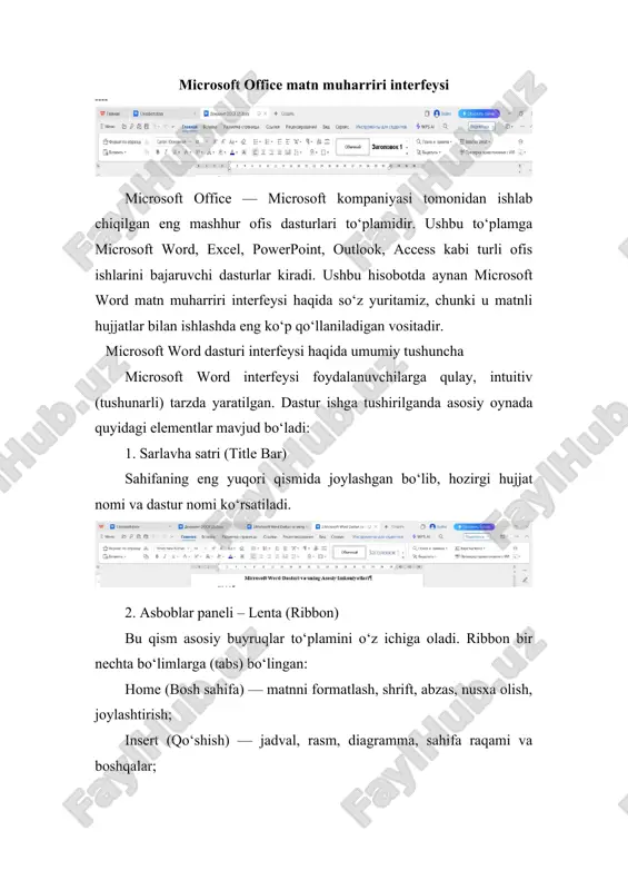 microsoft office matn muharriri interfeysi — DOCX