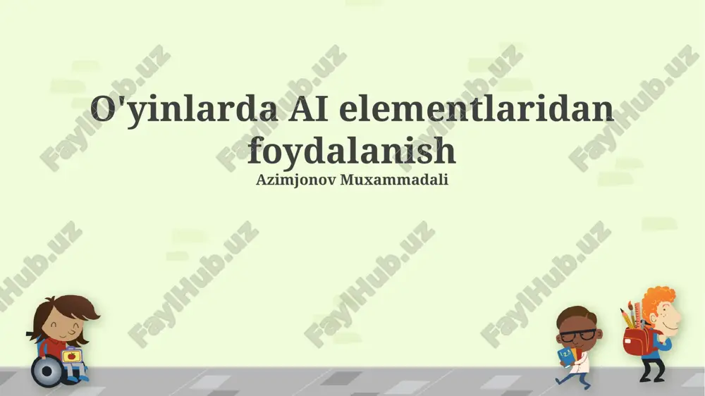 o'yinlarda ai elementlaridan foydalanish — PPTX