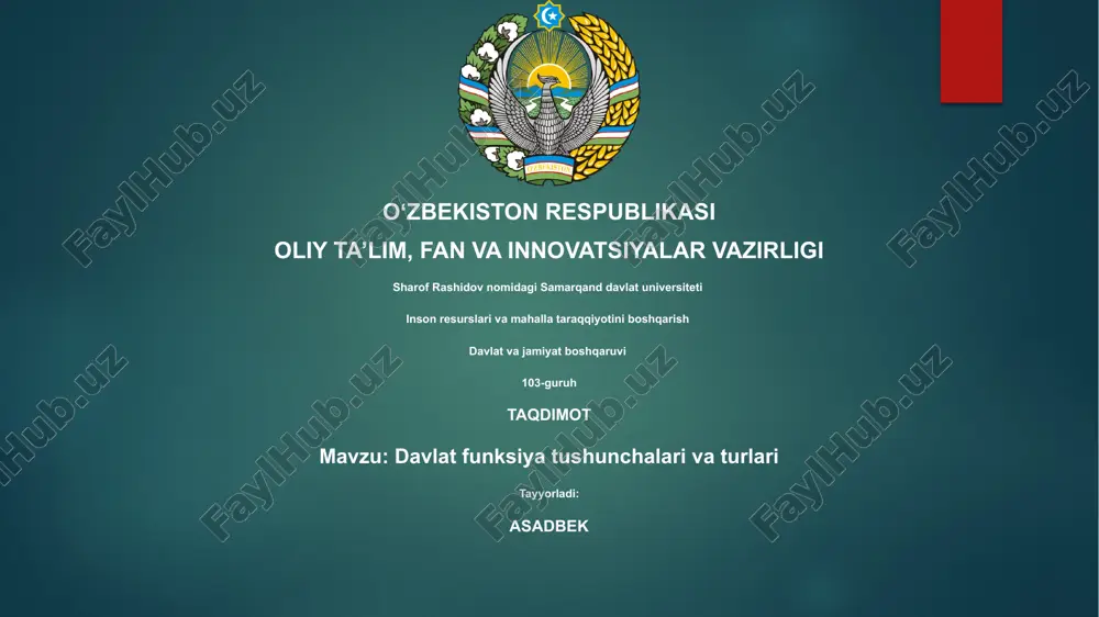 davlat funksiya tushunchalari va turlari — PPTX