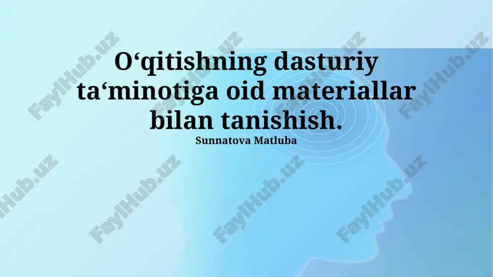 dasturiy ta'minotga oid o'quv materiallari bilan tanishish — PPTX