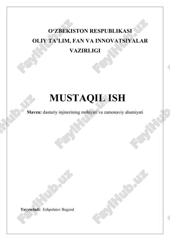 dasturiy ta'minot muhandisligi — DOCX