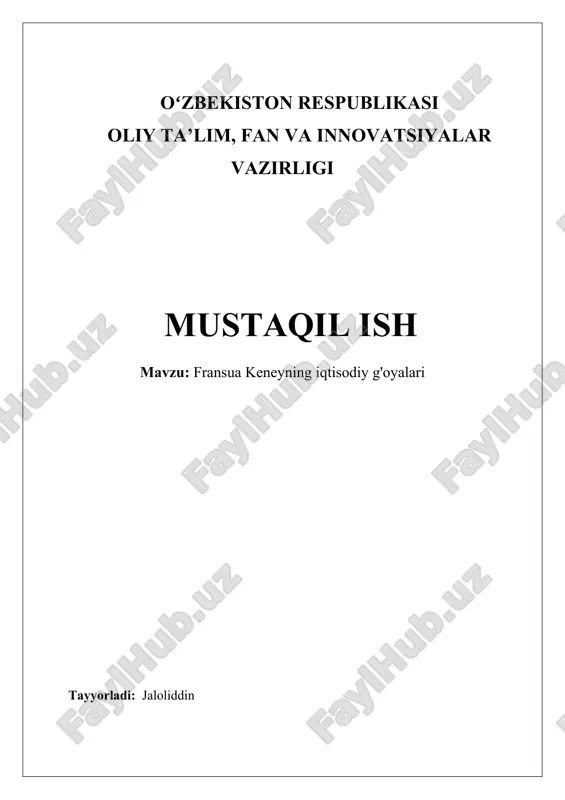 fransua keneyning iqtisodiy g'oyalari — DOCX