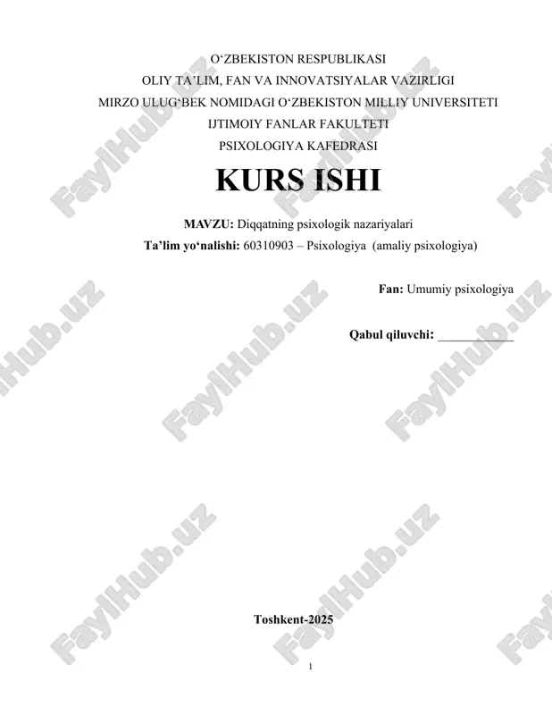 diqqatning psixologik nazariyalari — DOCX