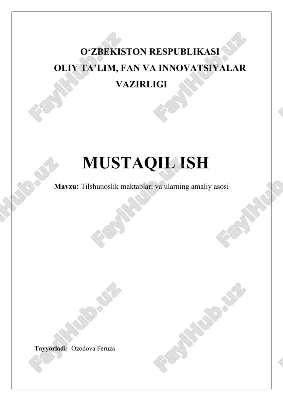 tilshunoslik maktablari va ularning amaliy asosi — DOCX