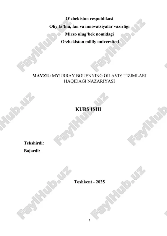 myurray bouenning oilaviy tizimlari haqidagi nazariyasi — DOCX