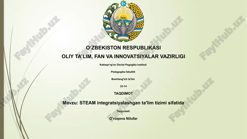 steam integratsiyalashgan ta'lim tizimi — PPTX