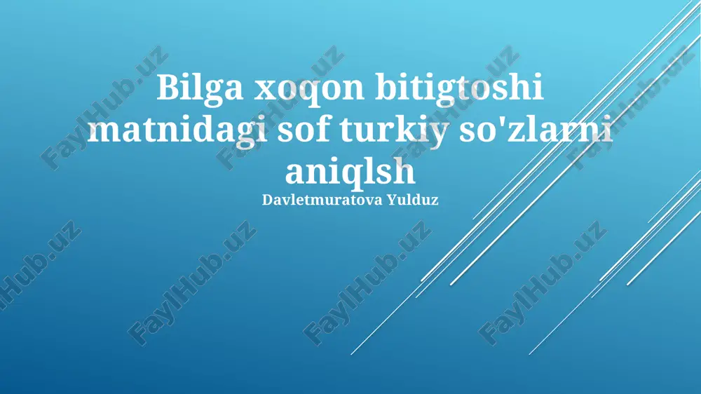 orxon yozuvlarida sof turkiy so'zlarni aniqlash — PPTX
