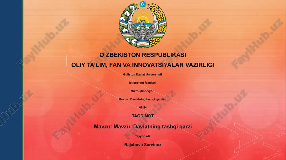 davlatning tashqi qarzlari — PPTX