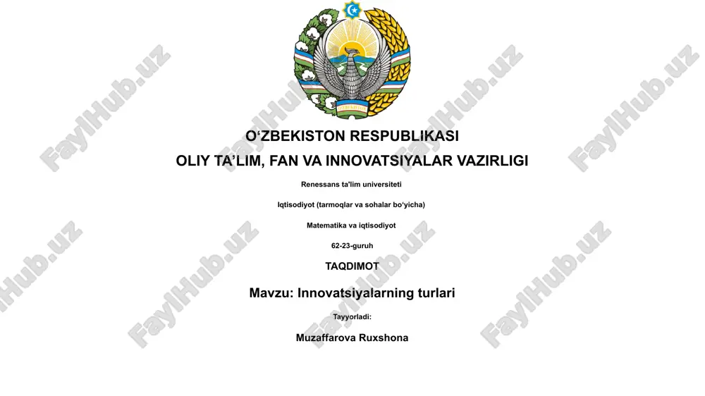 innovatsiyalarning turlari — PPTX