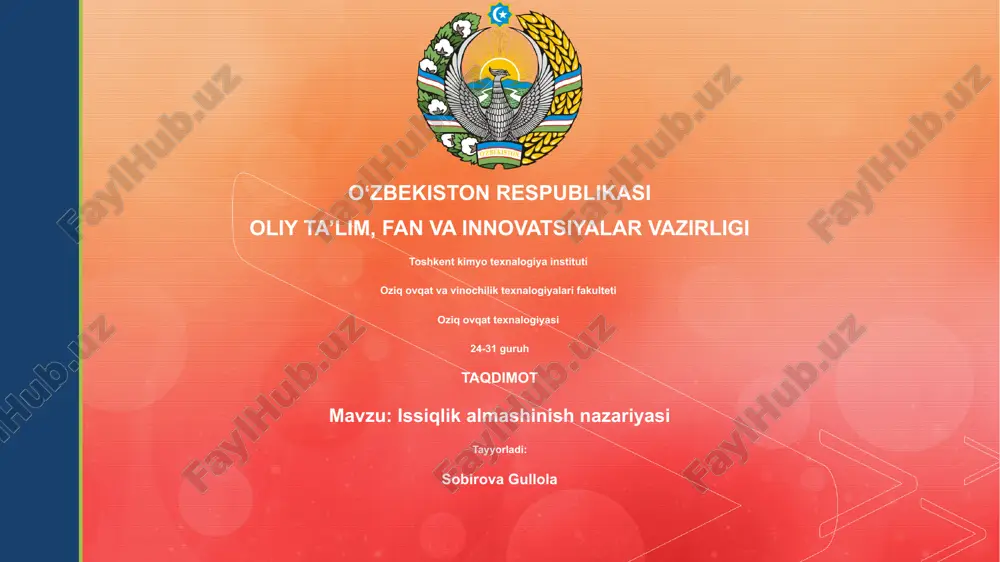issiqlik almashinish nazariyasi — PPTX
